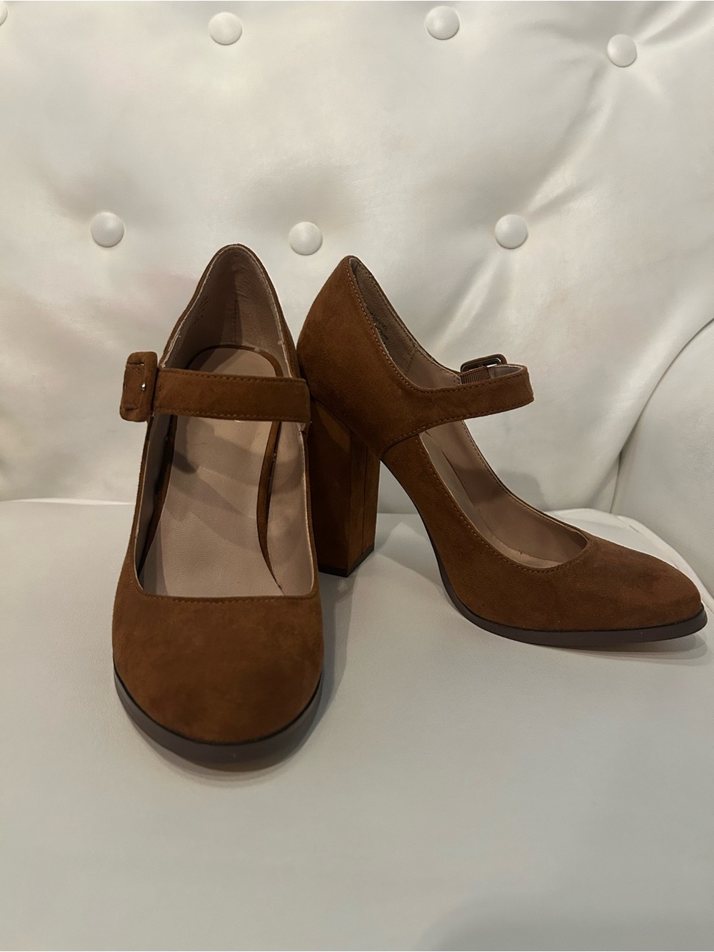 Mix No. 6 Brown Suede Mary Jane Block Heel Pumps